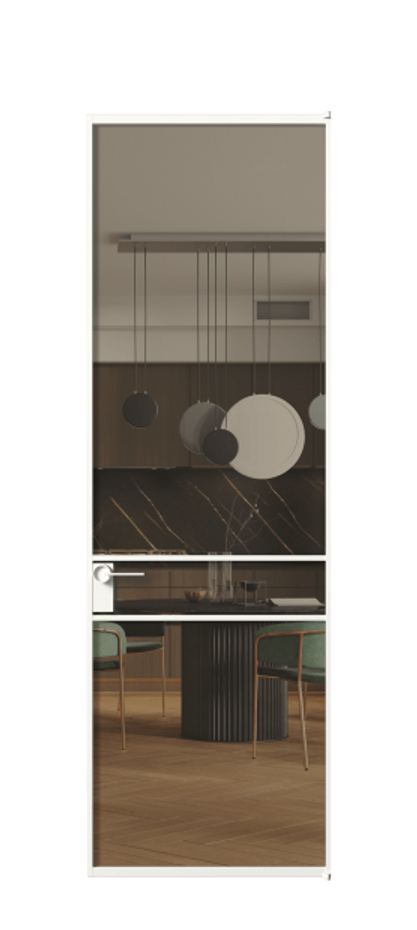 Алюминиевая дверь АЛПЛ040.02 Алюминий Белый Прозрачное бронзовое стекло, триплекс Цена 120130  | Volhovec