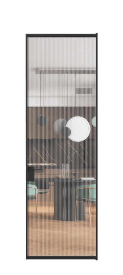 Алюминиевая дверь АЛПЛ040.01 Алюминий Черный Рифлёное стекло "Мору", триплекс Цена 121970  | Volhovec