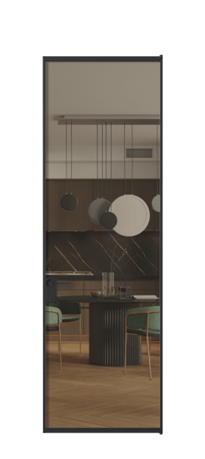 Алюминиевая дверь АЛПЛ040.01 Алюминий Черный Прозрачное бронзовое стекло, триплекс Цена 115570  | Volhovec