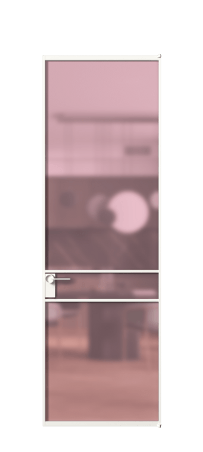 Алюминиевая дверь АЛПЛ040.02 Алюминий Белый Сатинированное розовое стекло, триплекс Цена 120130  | Volhovec