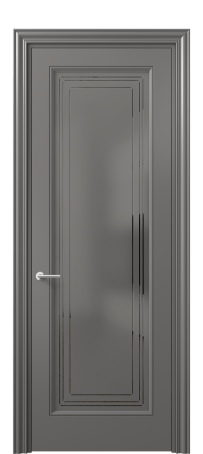 Межкомнатная дверь Маскот 8400 Матовый классический серый Сатинированное серое стекло с гравировкой "Грани", триплекс Цена 82499 ₽ | Volhovec