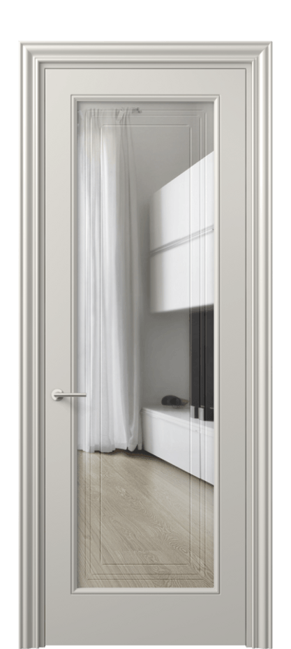 Межкомнатная дверь Маскот 8400 Матовый облачно-серый Прозрачное стекло с гравировкой "Грани", триплекс Цена 82499 ₽ | Volhovec