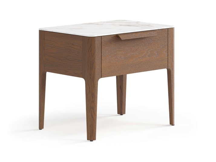 Мебель Тумба прикроватная Пьега 1 ящик. Цвет Дуб каштановый матовый. Материал Массив дуба матовый. Коллекция Тумба прикроватная Пьега 1 ящик. Картинка.