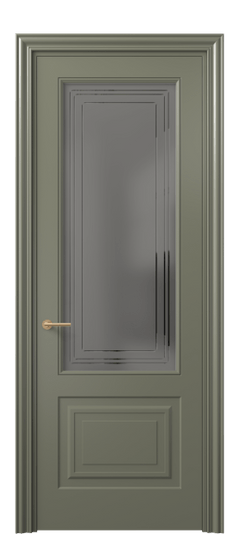 Дверь межкомнатная 8452 МОТ Серый сатин с гравировкой. Цвет Матовый оливковый тёмный. Материал Гладкая эмаль. Коллекция Маскот. Картинка.