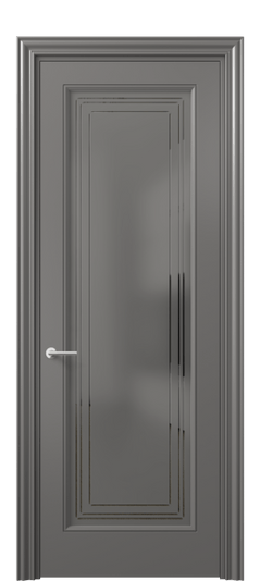 Дверь межкомнатная 8400 МКЛС Серый сатин с гравировкой. Цвет Матовый классический серый. Материал Гладкая эмаль. Коллекция Маскот. Картинка.