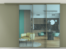 Перегородка Формато вдоль стены на потолок 3 створки с синхронным механизмом